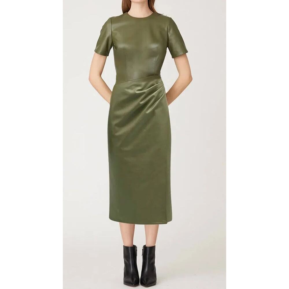 Shoshanna  Rhea Vegan Leather Twist Midi Dress Size 2